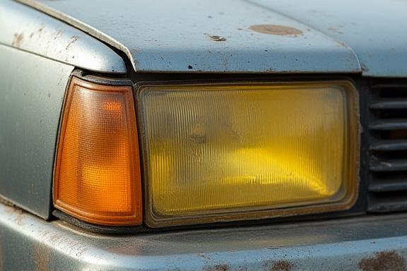 Cloudy, yellowed headlight.